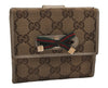 Authentic GUCCI Web Sherry Line Princy GG Canvas Wallet 167465 Brown Junk 3110J