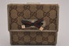 Authentic GUCCI Web Sherry Line Princy GG Canvas Wallet 167465 Brown Junk 3110J