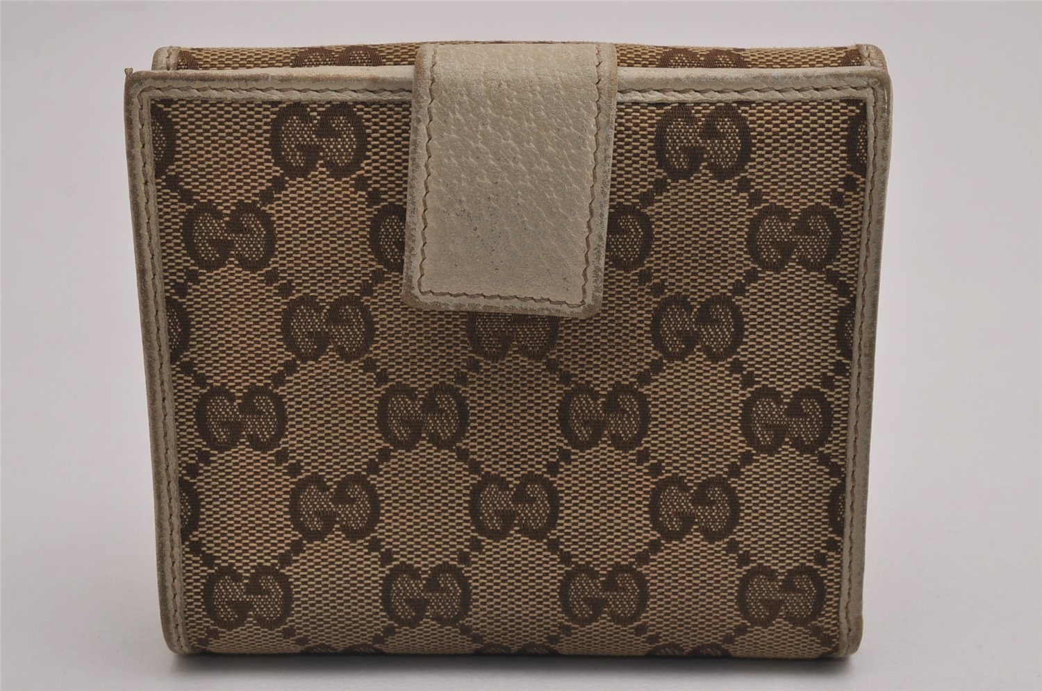 Authentic GUCCI Web Sherry Line Princy GG Canvas Wallet 167465 Brown Junk 3110J