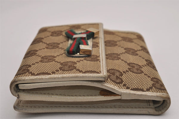 Authentic GUCCI Web Sherry Line Princy GG Canvas Wallet 167465 Brown Junk 3110J