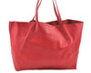 Authentic CELINE Horizontal Cabas Vintage Shoulder Tote Bag Leather Red 3111I