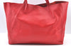 Authentic CELINE Horizontal Cabas Vintage Shoulder Tote Bag Leather Red 3111I