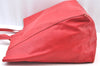 Authentic CELINE Horizontal Cabas Vintage Shoulder Tote Bag Leather Red 3111I