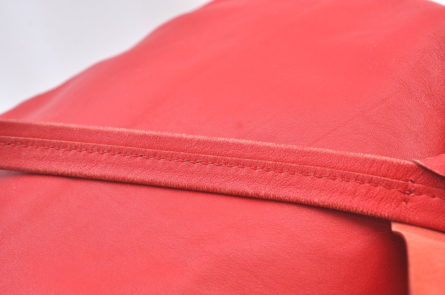Authentic CELINE Horizontal Cabas Vintage Shoulder Tote Bag Leather Red 3111I