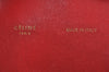 Authentic CELINE Horizontal Cabas Vintage Shoulder Tote Bag Leather Red 3111I