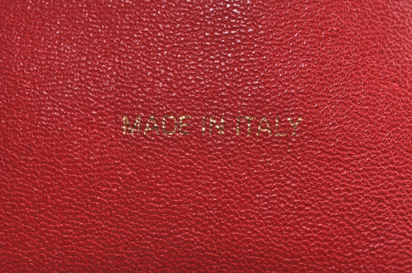 Authentic CELINE Horizontal Cabas Vintage Shoulder Tote Bag Leather Red 3111I