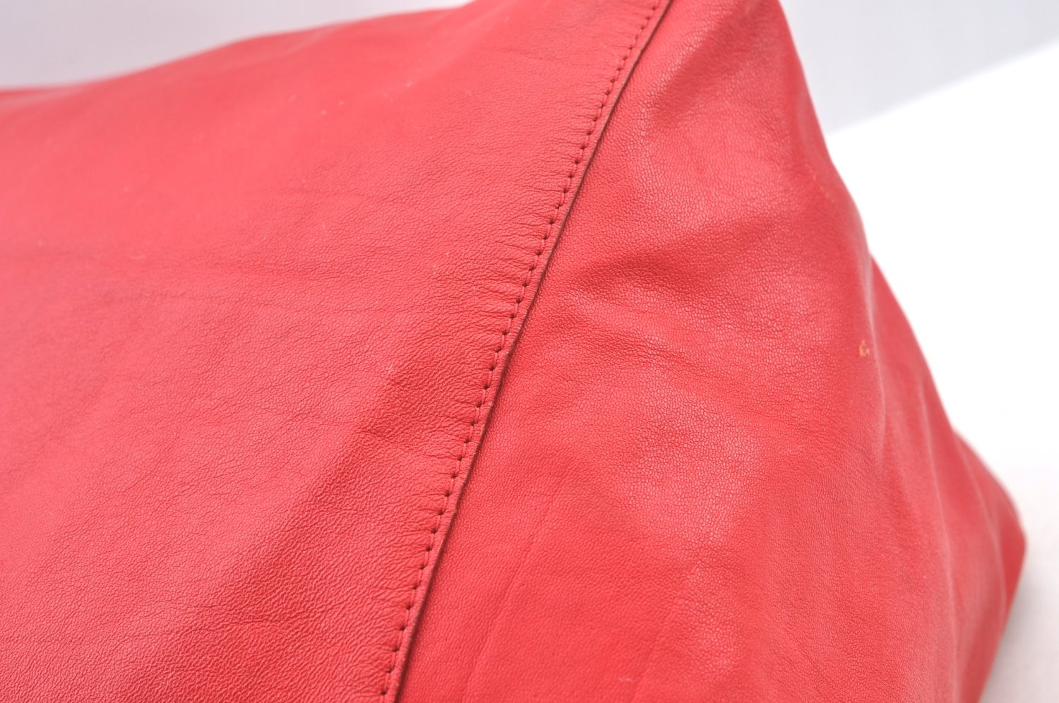 Authentic CELINE Horizontal Cabas Vintage Shoulder Tote Bag Leather Red 3111I