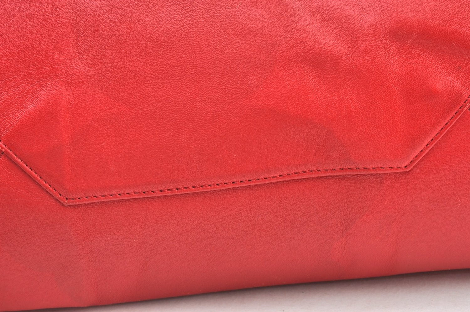Authentic CELINE Horizontal Cabas Vintage Shoulder Tote Bag Leather Red 3111I