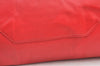 Authentic CELINE Horizontal Cabas Vintage Shoulder Tote Bag Leather Red 3111I