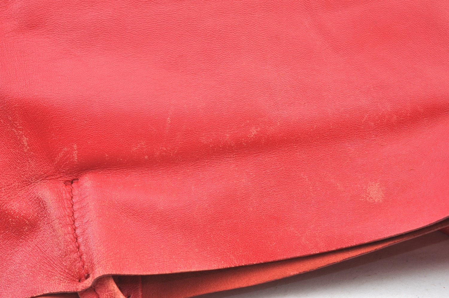 Authentic CELINE Horizontal Cabas Vintage Shoulder Tote Bag Leather Red 3111I