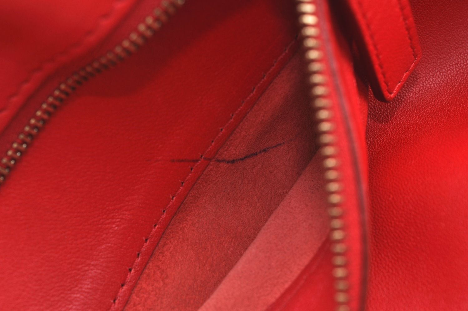 Authentic CELINE Horizontal Cabas Vintage Shoulder Tote Bag Leather Red 3111I