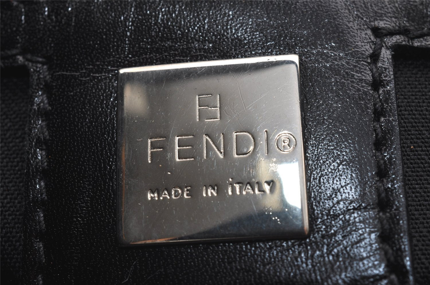 Authentic FENDI Vintage Shoulder Hand Bag Purse Nylon Leather Black 3112I