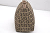 Authentic FENDI Vintage Zucchino Hand Bag Purse Canvas Leather Brown Junk 3112K