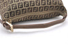 Authentic FENDI Vintage Zucchino Hand Bag Purse Canvas Leather Brown Junk 3112K