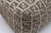 Authentic FENDI Vintage Zucchino Hand Bag Purse Canvas Leather Brown Junk 3112K