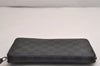 Authentic Louis Vuitton Damier Graphite Zippy Organizer Wallet N63077 Junk 3113J