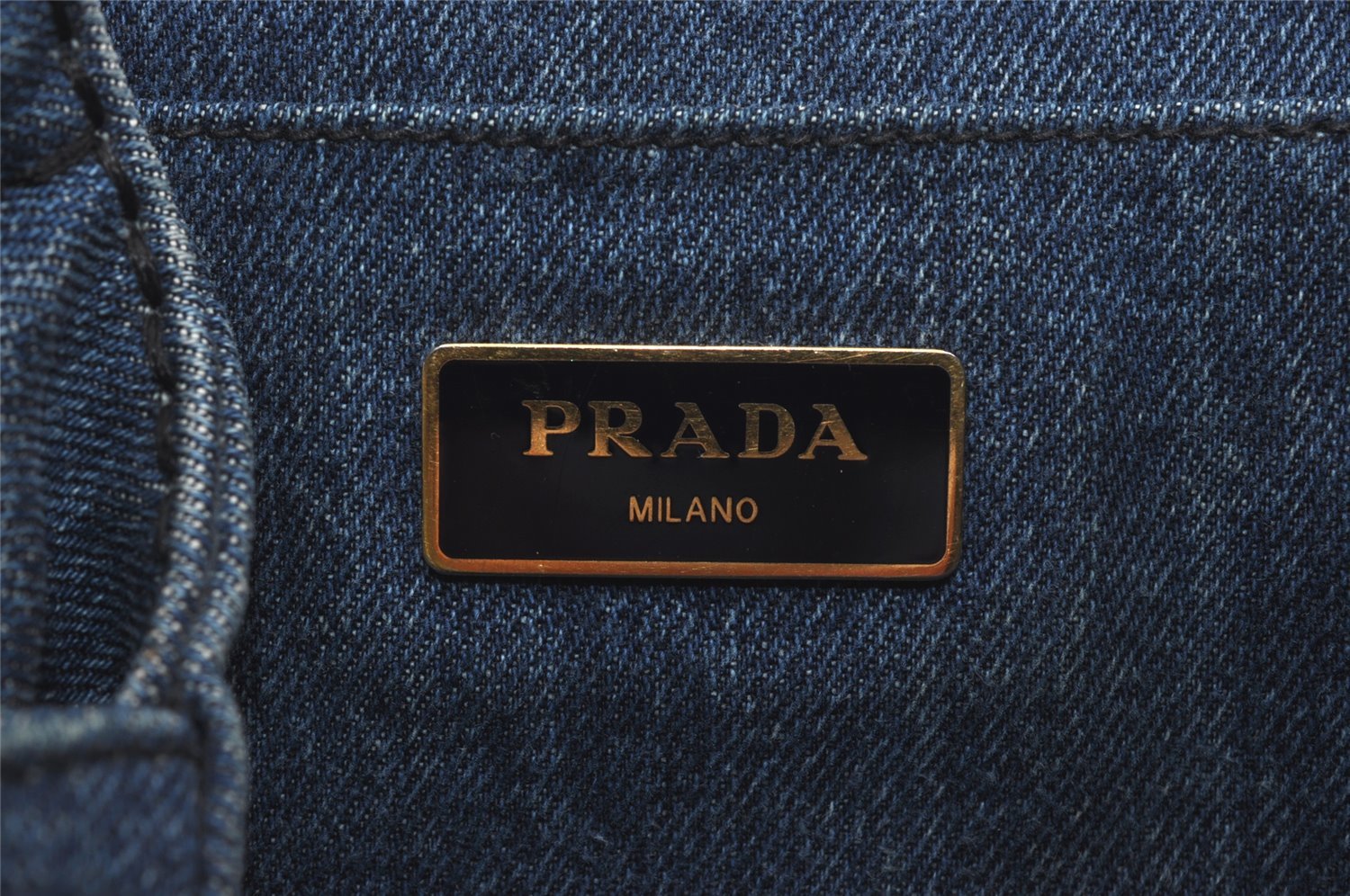 Authentic PRADA Vintage Canapa SS Denim 2Way Shoulder Hand Bag Purse Blue 3116I