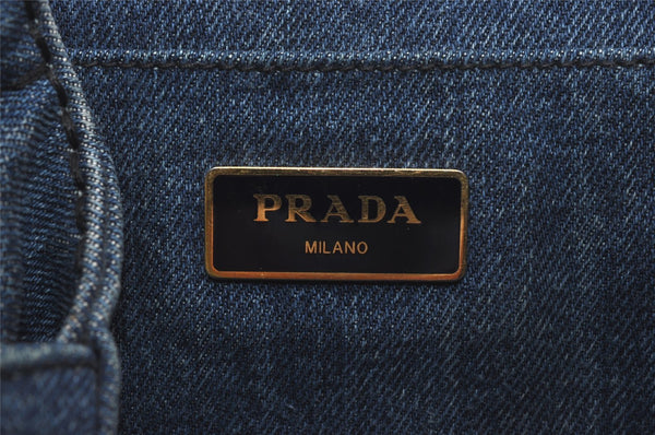 Authentic PRADA Vintage Canapa SS Denim 2Way Shoulder Hand Bag Purse Blue 3116I