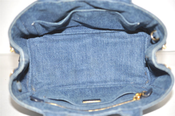 Authentic PRADA Vintage Canapa SS Denim 2Way Shoulder Hand Bag Purse Blue 3116I