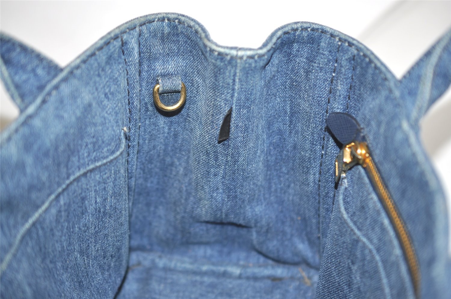 Authentic PRADA Vintage Canapa SS Denim 2Way Shoulder Hand Bag Purse Blue 3116I