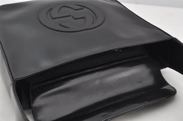 Authentic GUCCI Vintage Shoulder Hand Bag Purse Enamel Black Junk 3118J