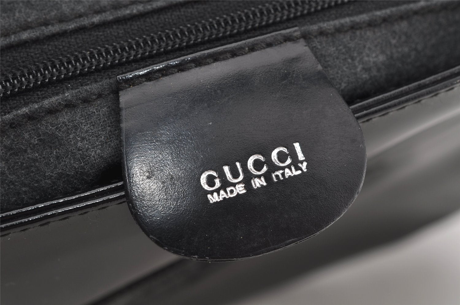 Authentic GUCCI Vintage Shoulder Hand Bag Purse Enamel Black Junk 3118J