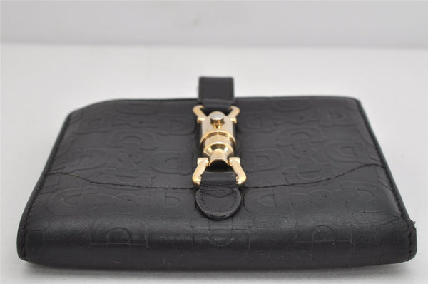 Authentic GUCCI Jackie Horsebit Motif Leather Bifold Wallet 141435 Black 3118K