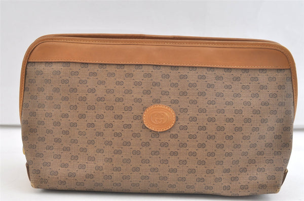 Authentic GUCCI Micro GG PVC Leather Clutch Hand Bag Purse Brown Junk 3119K