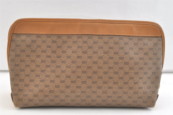 Authentic GUCCI Micro GG PVC Leather Clutch Hand Bag Purse Brown Junk 3119K