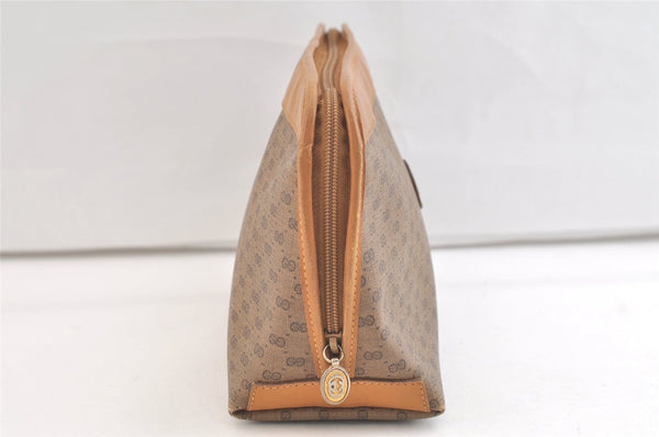 Authentic GUCCI Micro GG PVC Leather Clutch Hand Bag Purse Brown Junk 3119K