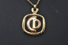 Authentic Christian Dior Gold Tone Chain Pendant Necklace CD Box 3121M