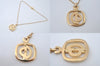 Authentic Christian Dior Gold Tone Chain Pendant Necklace CD Box 3121M