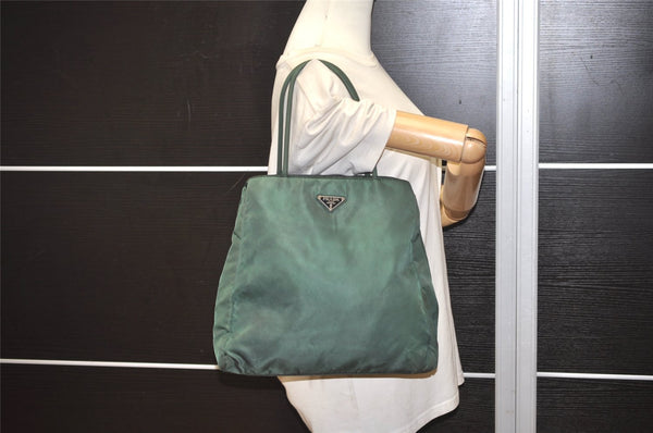 Authentic PRADA Vintage Nylon Tessuto Shoulder Hand Bag Purse Green 3122J