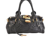 Authentic Chloe Vintage Paddington Leather Shoulder Hand Bag Black 3122M