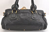 Authentic Chloe Vintage Paddington Leather Shoulder Hand Bag Black 3122M