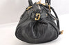 Authentic Chloe Vintage Paddington Leather Shoulder Hand Bag Black 3122M