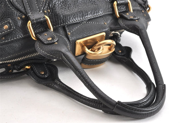 Authentic Chloe Vintage Paddington Leather Shoulder Hand Bag Black 3122M