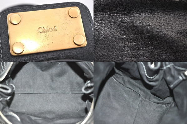 Authentic Chloe Vintage Paddington Leather Shoulder Hand Bag Black 3122M