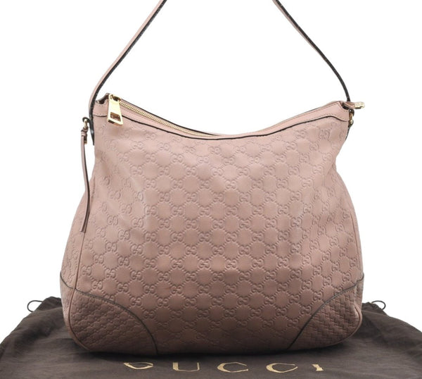 Authentic GUCCI Guccissima Bree GG Leather Shoulder Tote Bag 336754 Pink 3124K