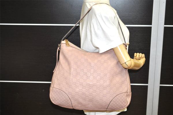 Authentic GUCCI Guccissima Bree GG Leather Shoulder Tote Bag 336754 Pink 3124K