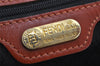 Authentic FENDI Pequin Pattern PVC Leather Boston Hand Bag Brown Black 3126K