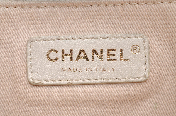 Authentic CHANEL Deauville Line CC Logo 2Way Shoulder Tote Bag Tweed Beige 3127I