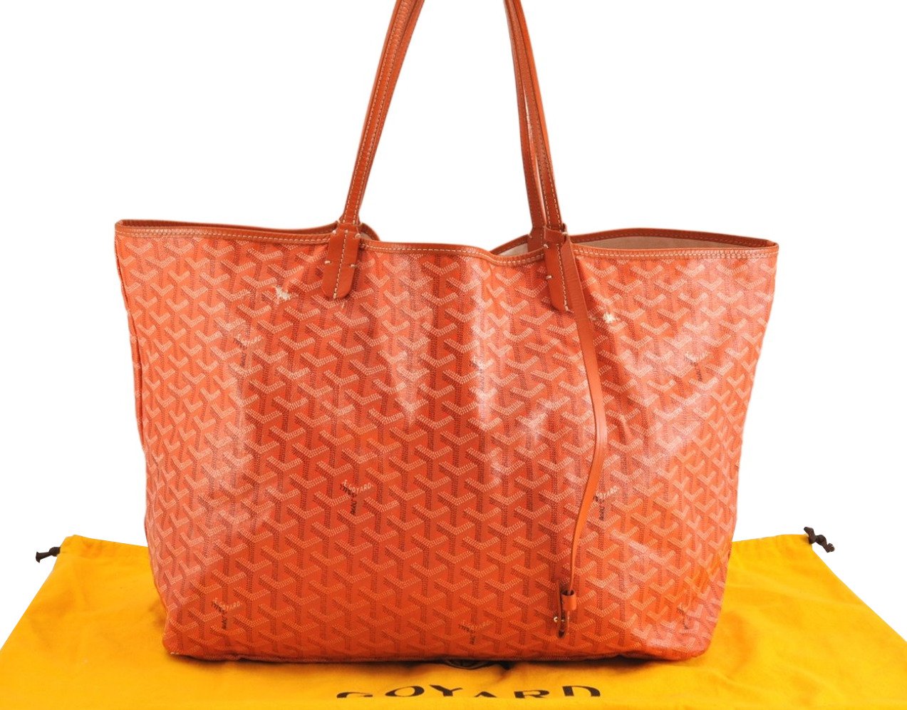 Authentic Goyard Saint Louis GM Shoulder Tote Bag PVC Leather Orange 3127M