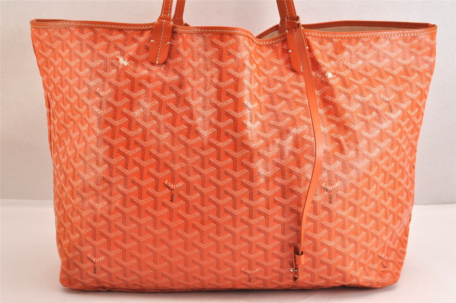 Authentic Goyard Saint Louis GM Shoulder Tote Bag PVC Leather Orange 3127M