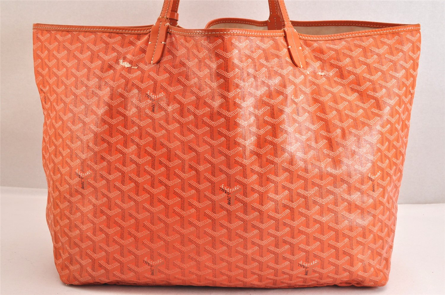 Authentic Goyard Saint Louis GM Shoulder Tote Bag PVC Leather Orange 3127M