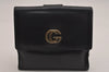 Authentic GUCCI Vintage Double G Bifold Wallet Purse Leather Black Junk 3130J