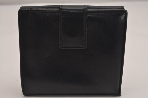 Authentic GUCCI Vintage Double G Bifold Wallet Purse Leather Black Junk 3130J