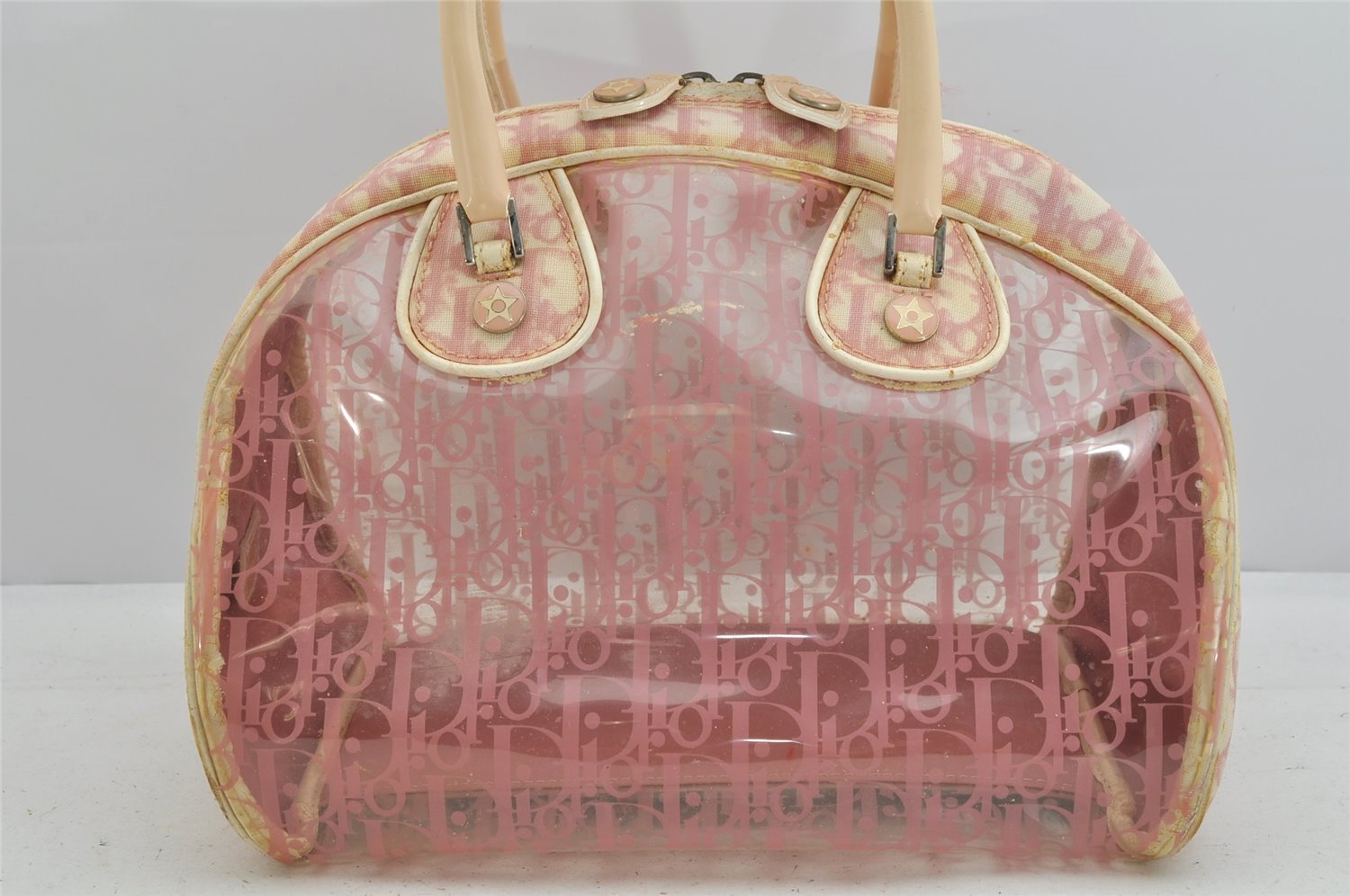 Authentic Christian Dior Trotter Hand Boston Bag Vinyl Enamel Pink Junk 3130K