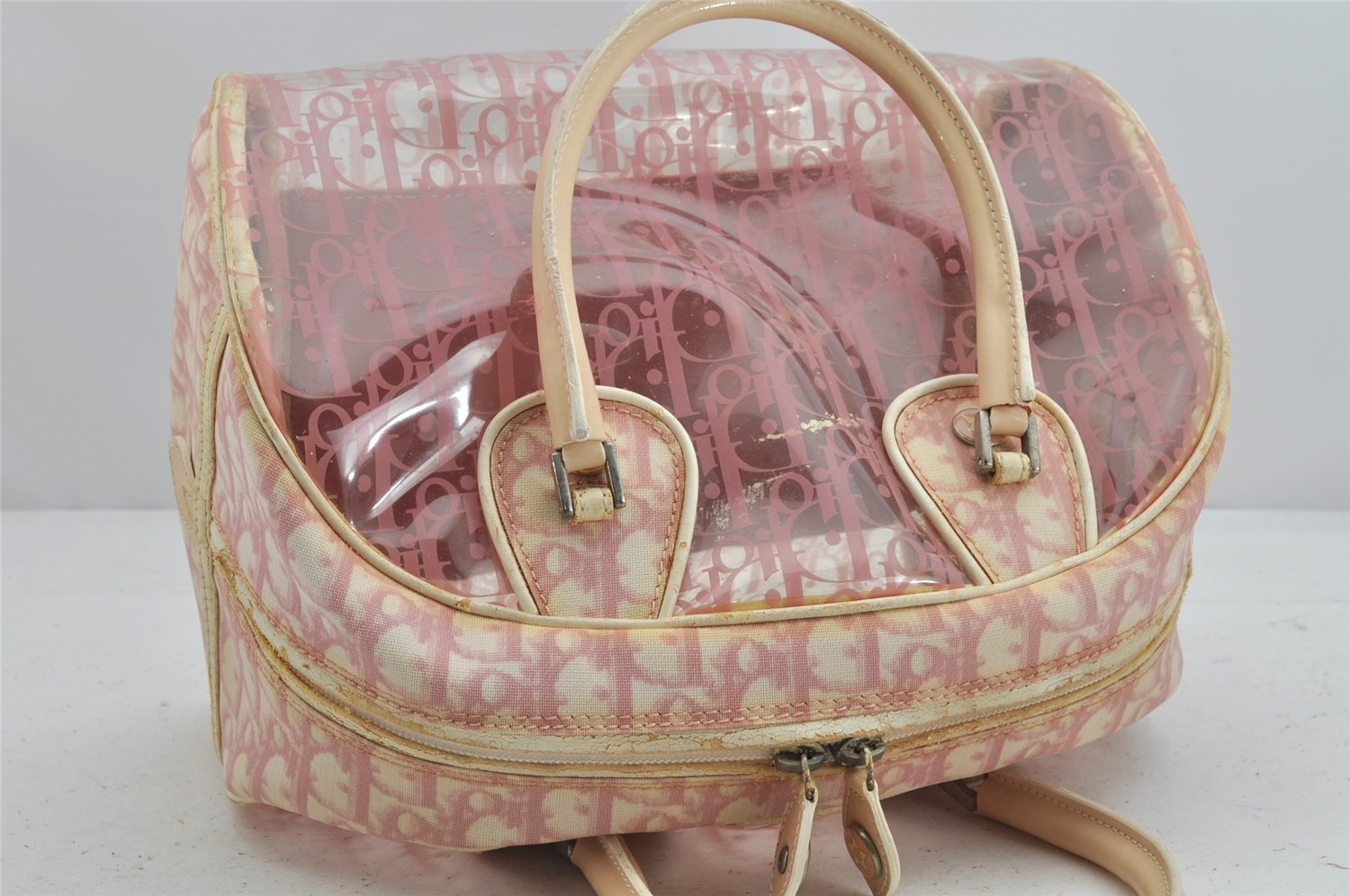 Authentic Christian Dior Trotter Hand Boston Bag Vinyl Enamel Pink Junk 3130K