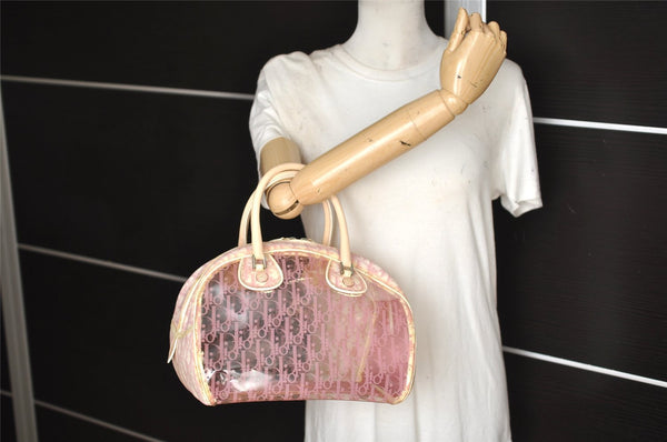 Authentic Christian Dior Trotter Hand Boston Bag Vinyl Enamel Pink Junk 3130K